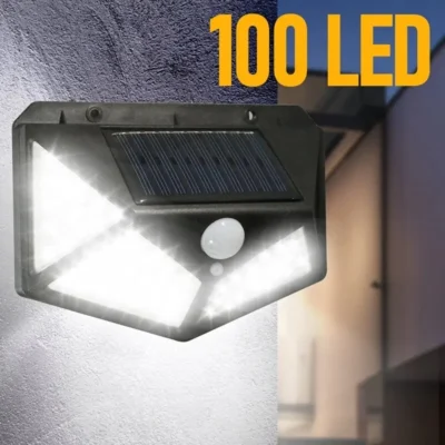 100 LED Solar Wall Lamp 4 Sides Luminous With Motion Sensor Human Induction Courtyard Waterproof Stairs Outdoor Wall Light