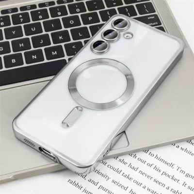 Plating Clear Wireless Cover For Samsung Galaxy S24 S23 S22 S21 S20 FE Ultra Plus Case Note 20 Ultra MagSafe Weak Magnetic